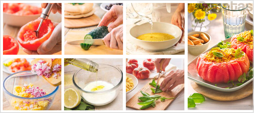 Tomates rellenos de ensalada de cuscús